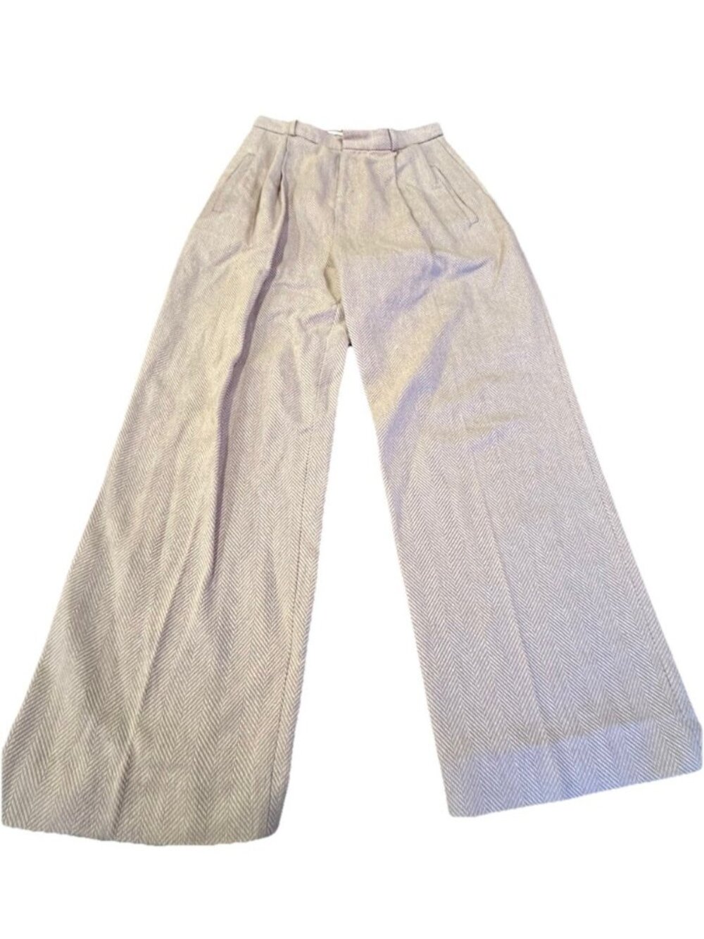 Banana Republic Trousers Women's 6 Tan Herringbone Cotton Blend Wide Leg Pants